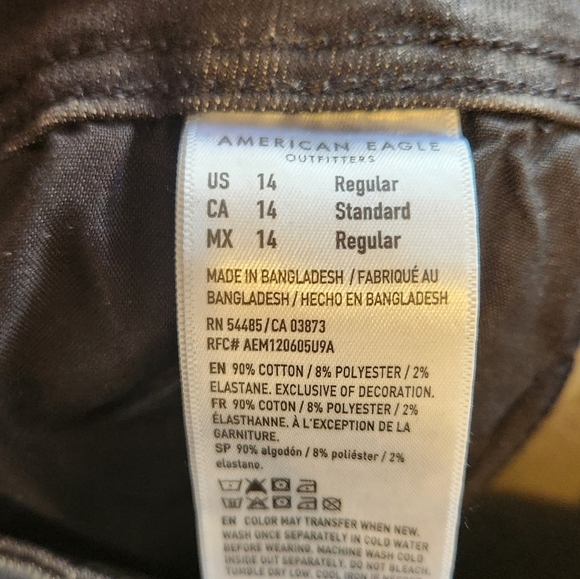 American Eagle High Rise Skinny Kick Bootcut Jeans Black Womens Size 14 Stretchy - Picture 7 of 11